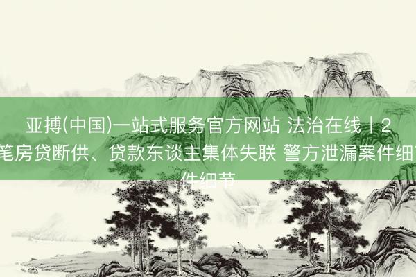 亚搏(中国)一站式服务官方网站 法治在线丨22笔房贷断供、贷款东谈主集体失联 警方泄漏案件细节