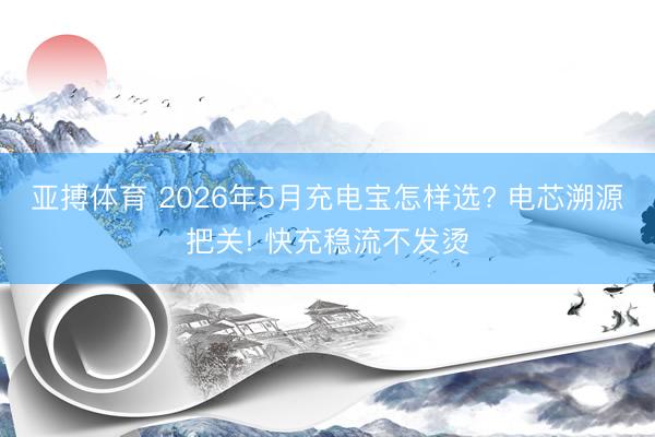 亚搏体育 2026年5月充电宝怎样选? 电芯溯源把关! 快充稳流不发烫