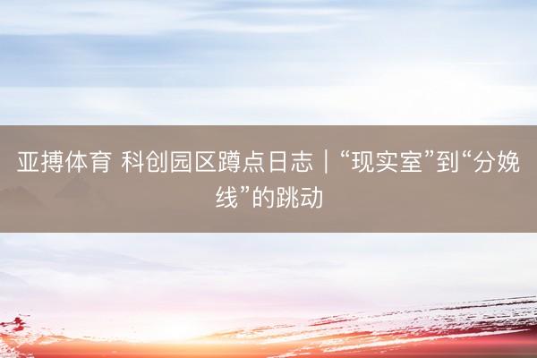 亚搏体育 科创园区蹲点日志｜“现实室”到“分娩线”的跳动