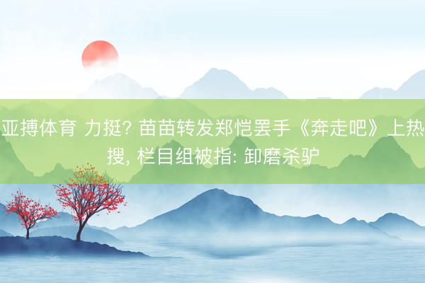 亚搏体育 力挺? 苗苗转发郑恺罢手《奔走吧》上热搜， 栏目组被指: 卸磨杀驴