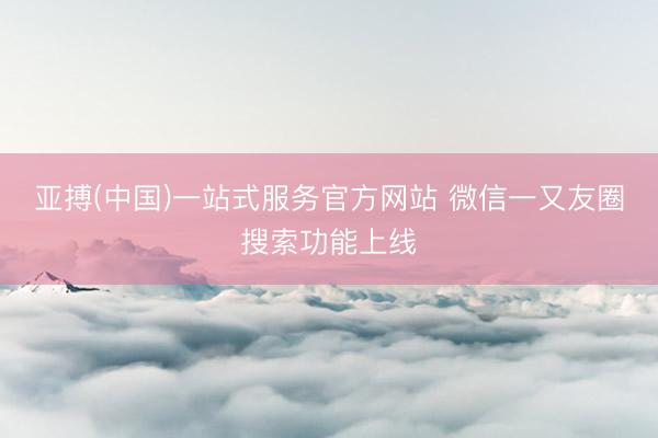 亚搏(中国)一站式服务官方网站 微信一又友圈搜索功能上线