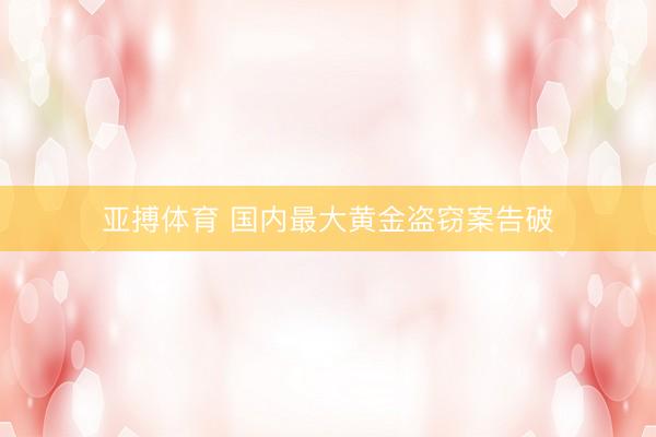 亚搏体育 国内最大黄金盗窃案告破
