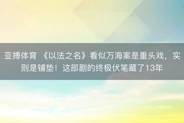 亚搏体育 《以法之名》看似万海案是重头戏，实则是铺垫！这部剧的终极伏笔藏了13年