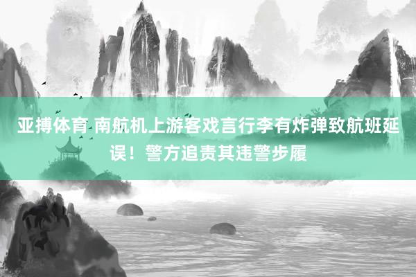亚搏体育 南航机上游客戏言行李有炸弹致航班延误！警方追责其违警步履